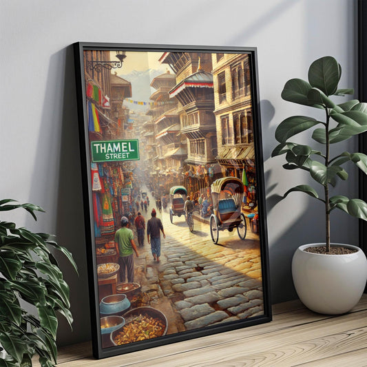 Kathmandu Nepal Art Print: Thamel Street Travel Poster