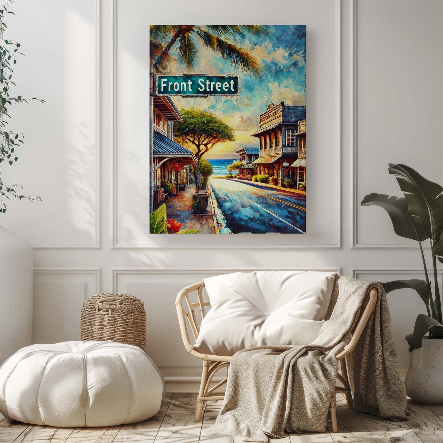 Maui Art Front Street Wall Print - Hawaii Travel Poster, Lahaina & Honolulu Gift, Housewarming Decor