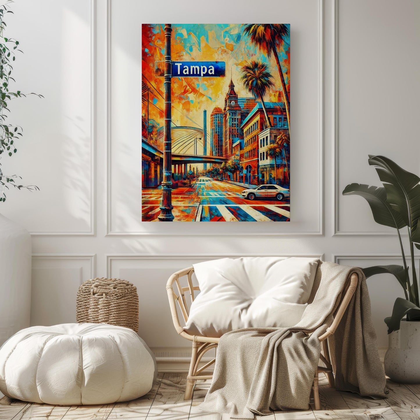 Florida Tampa Wall Art Print, Travel Poster, Florida Gift, USA Souvenir, Housewarming Decor, Florida Map Artwork, Travel Home Decoration