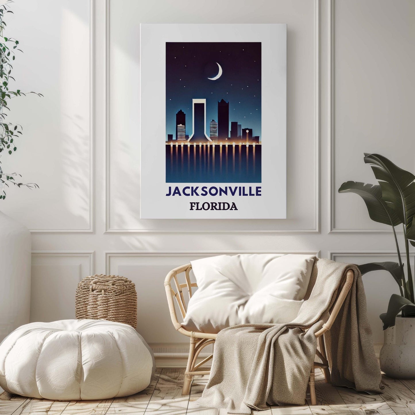 Jacksonville Print Wall Art, Florida Travel Decor, Housewarming & College Gift, Modern FL Art for Home, Jacksonville Map Poster