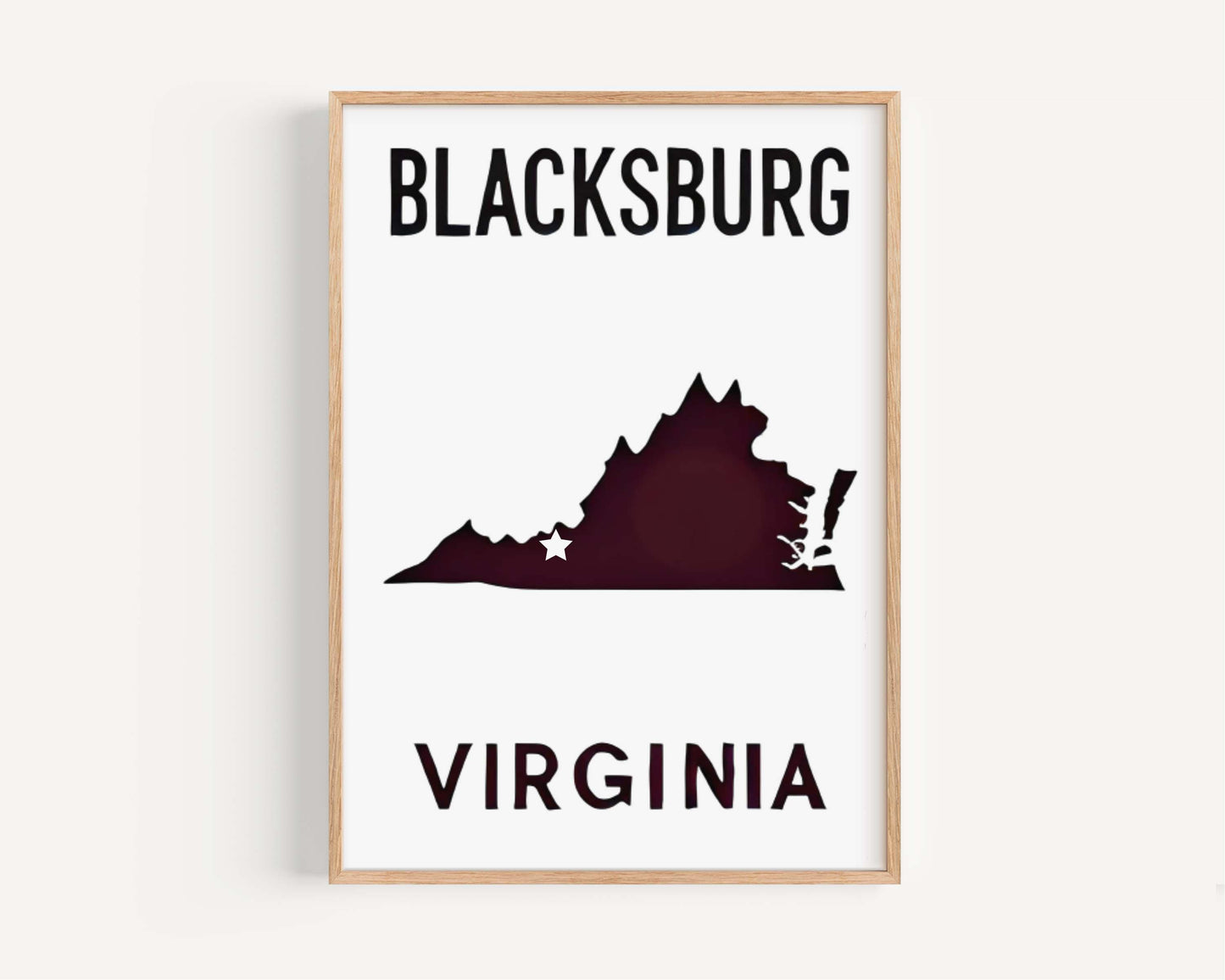 Blacksburg Print Wall Art – Virginia Travel Decor, College Gift & Housewarming VA Poster for Home