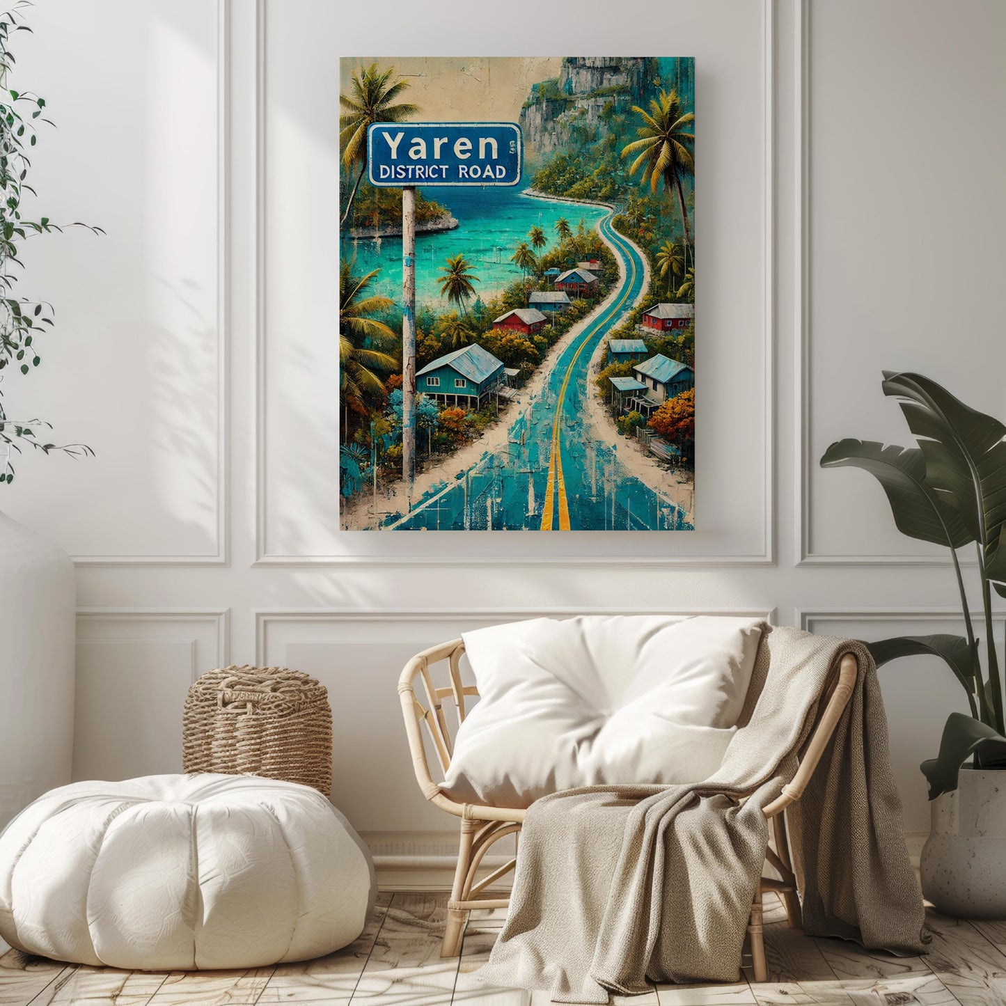 Nauru Art, Yaren District Road Wall Art, Travel Poster, Island Souvenir, Coastal Home Decor, Nauru Travel Gift, Fine Art Print