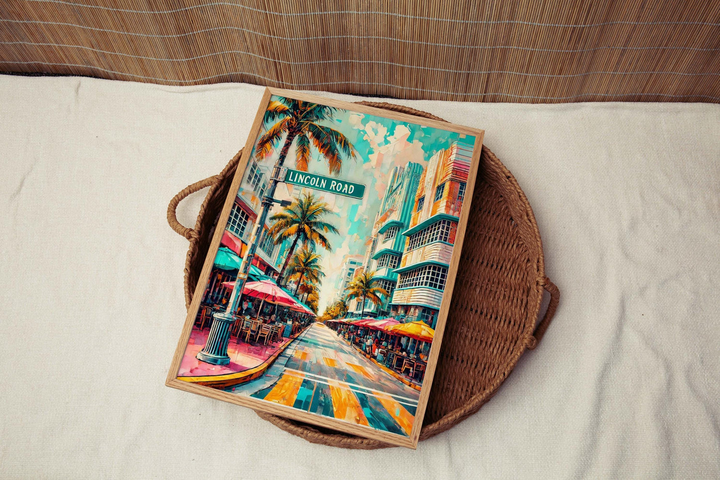 Lincoln Road Print Miami Beach Art Travel Poster Florida Wall Art Housewarming Gift Coastal Decor