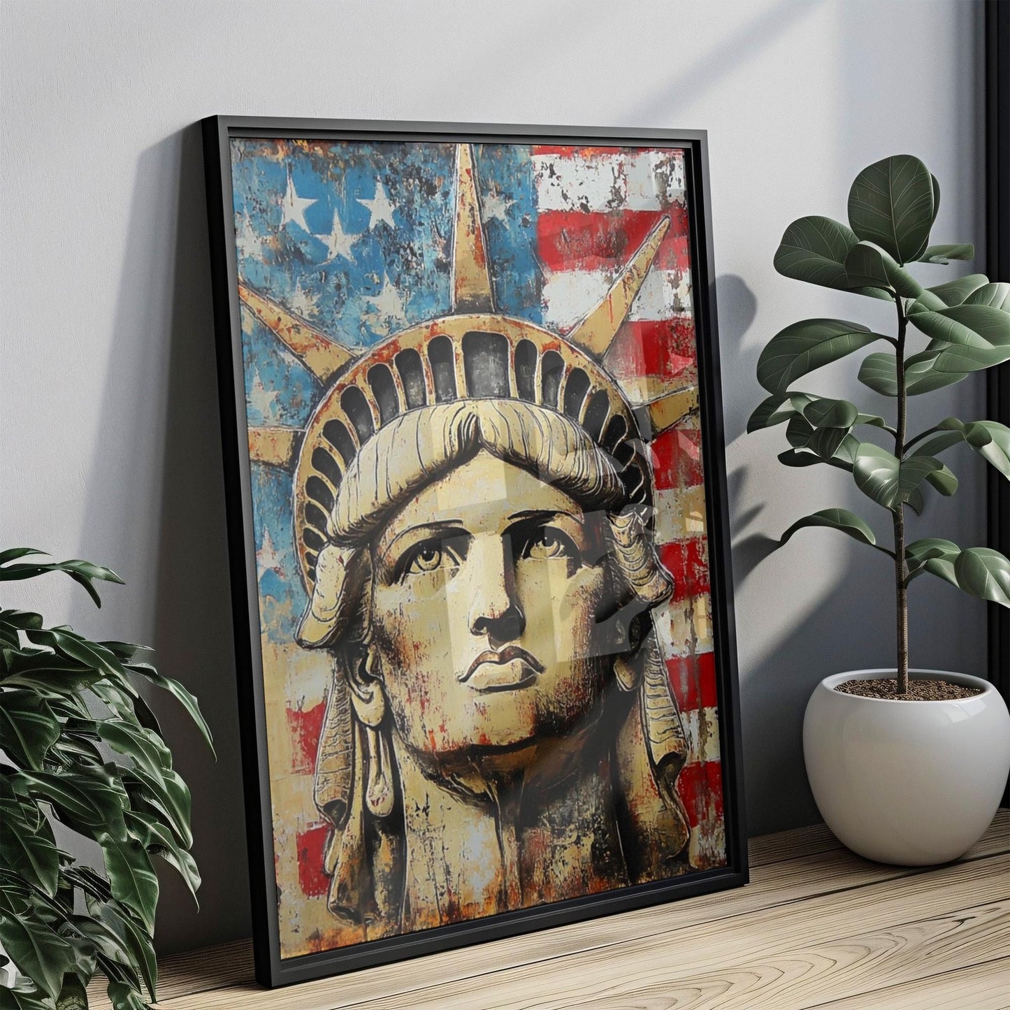 American Statue Abstract USA Wall Art Patriotic United States Independence Poster Home Decor