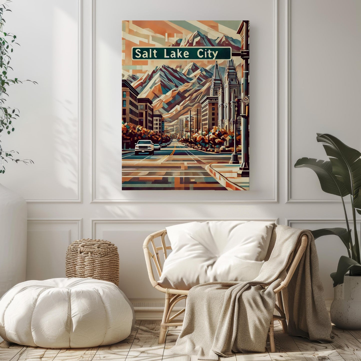Utah Salt Lake City Wall Art Print, Travel Poster, USA Souvenir & Housewarming Gift, Modern Utah Artwork for Home Decor