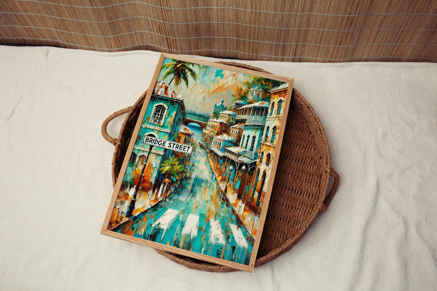 Saint Lucia art, Bridge Street wall decor, Castries print, Caribbean island art, travel souvenir, home decor, vibrant street art, travel art