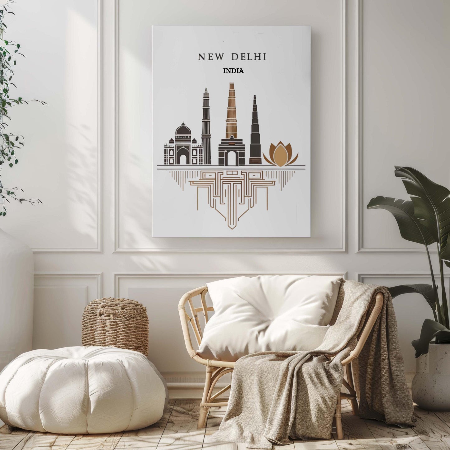 New Delhi Print Wall Art - Indian Travel Poster, Home Decor, Housewarming & College Gift, Unique India Artwork