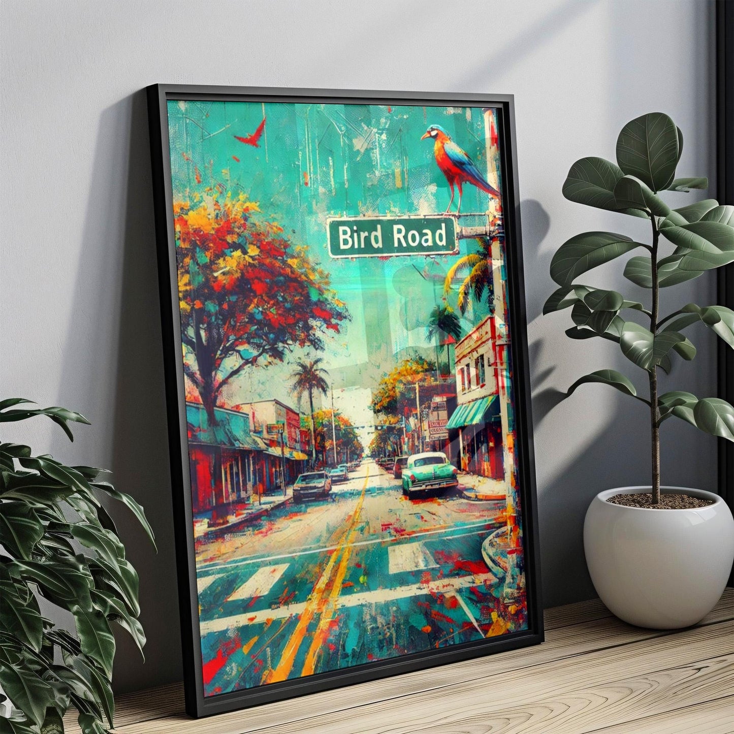 Miami Bird Rd Wall Art Print - Florida Travel Poster, Miami Artwork, Housewarming & Florida Gift, Coastal Wall Decor