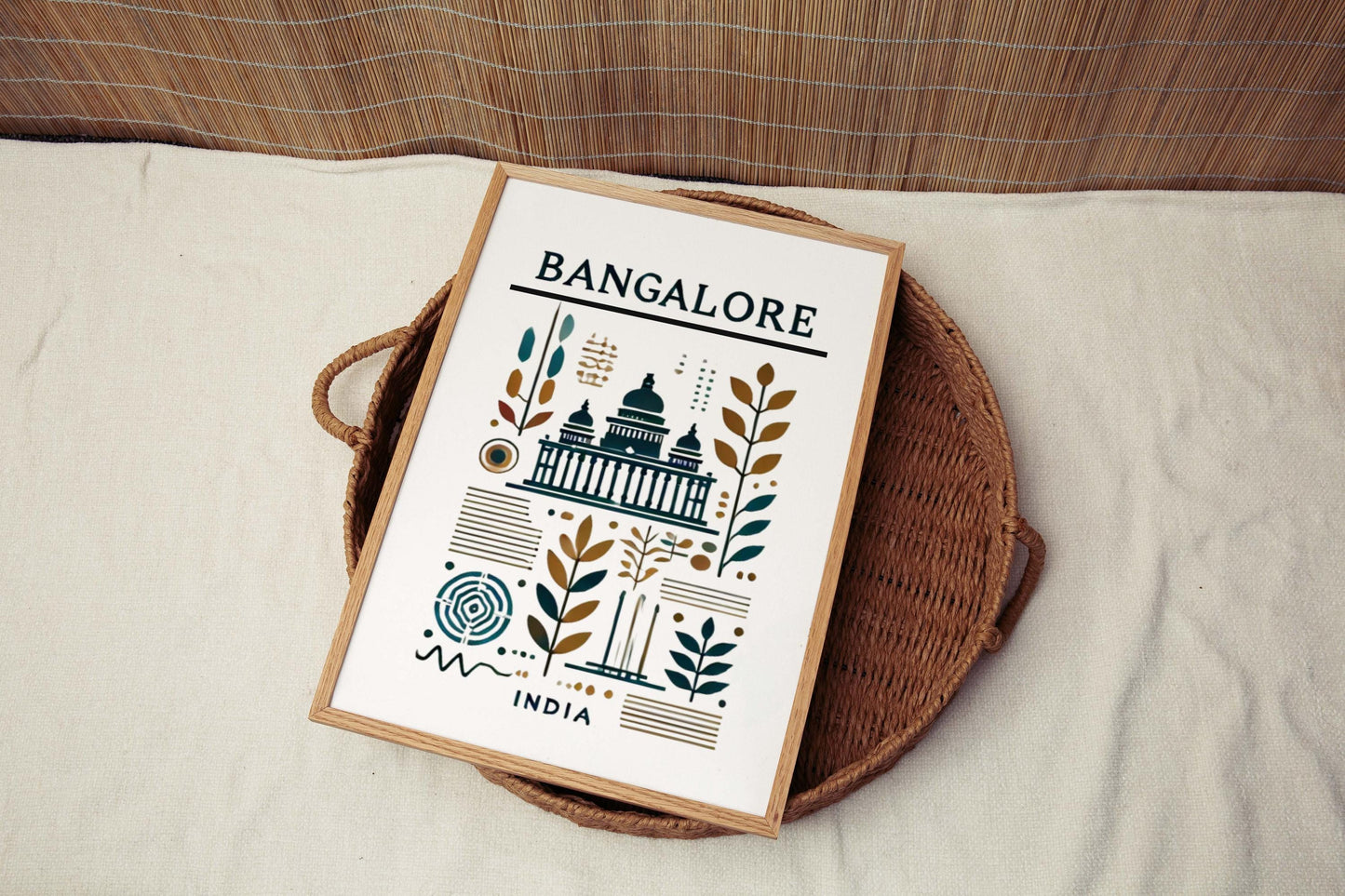 Bangalore Print: Modern India Wall Art Travel Decor, Home, and College Gift, Living Room & Housewarming Poster