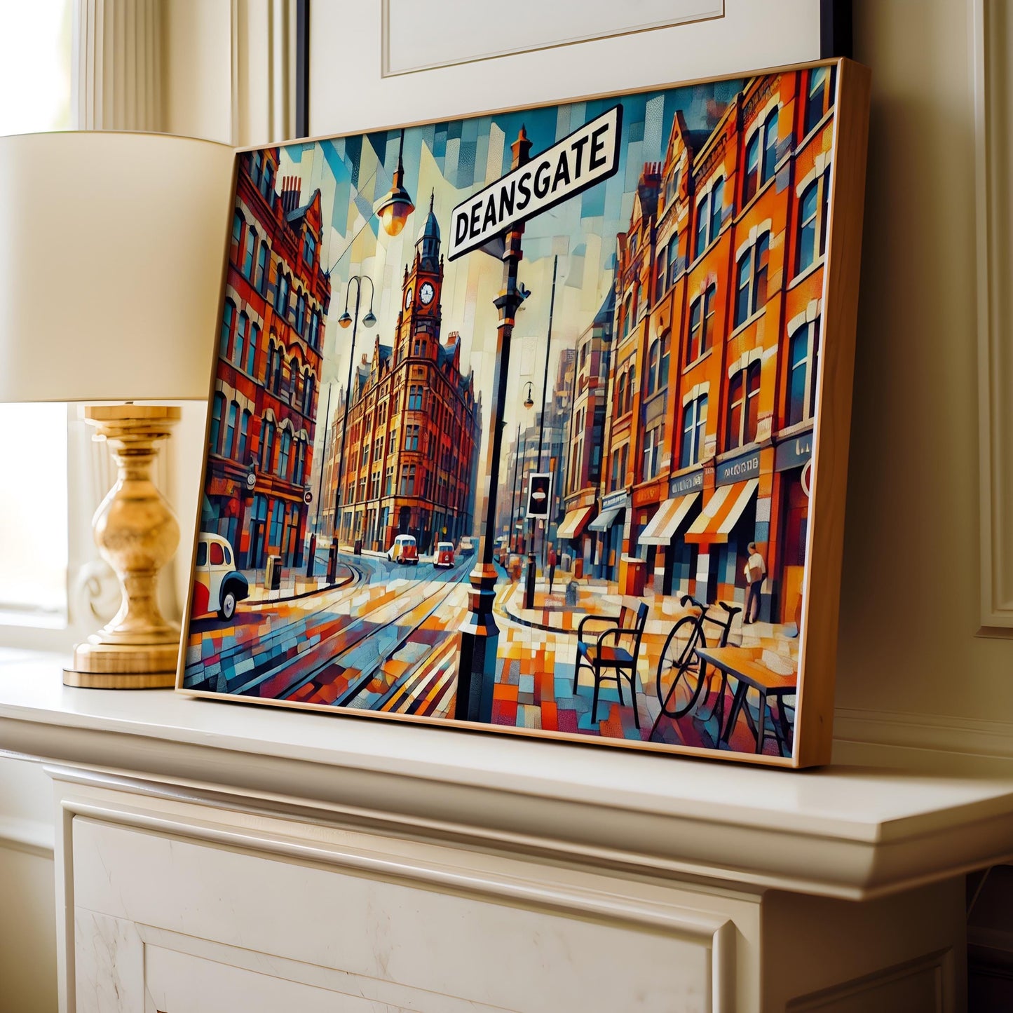 Deansgate Wall Art Print - Manchester Travel Poster, England Decor, Housewarming Gift, Modern English Cityscape Illustration