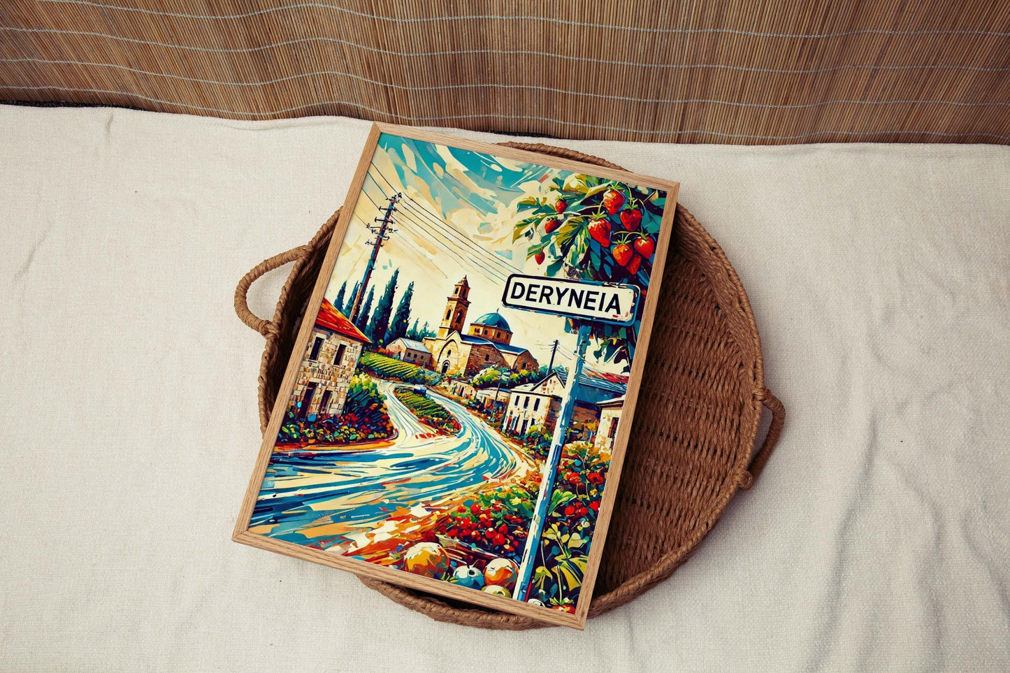 Deryneia Art Print – Cyprus Wall Art Poster, European Travel Gift, Housewarming Decor, Deryneia City Map, Modern Cyprus Home Accent