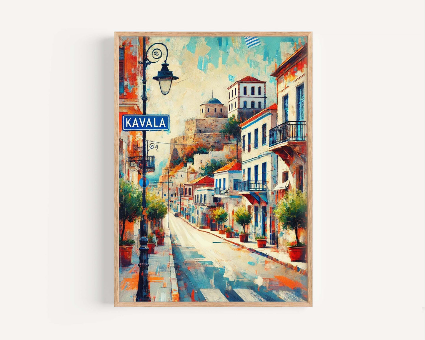 Kavala Art Greek City Wall Print, European Travel Poster, Housewarming Gift, Greece Artwork, Kavala Wall Decor, Mediterranean Style Poster