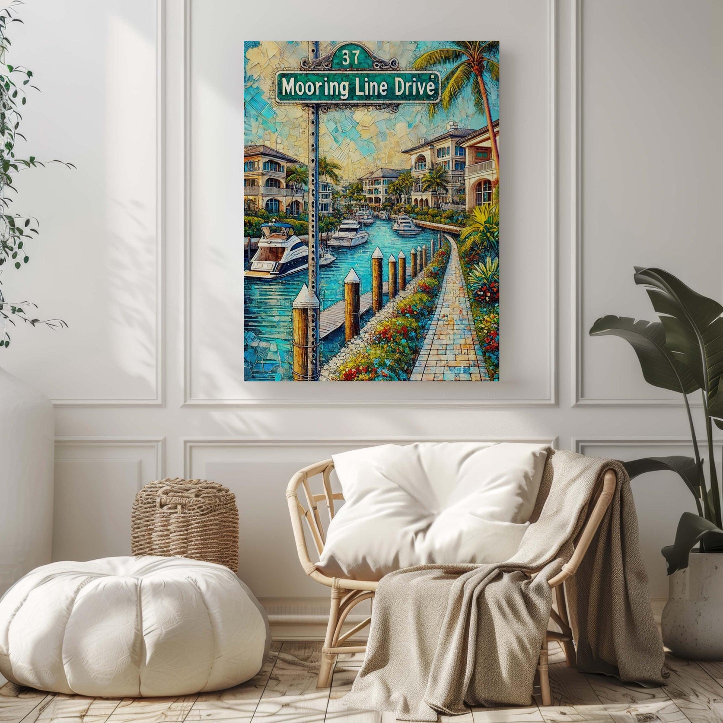 Mooring Line Drive Wall Art Print - Naples Florida Travel Poster, Coastal Home Decor, Housewarming & Florida Gift