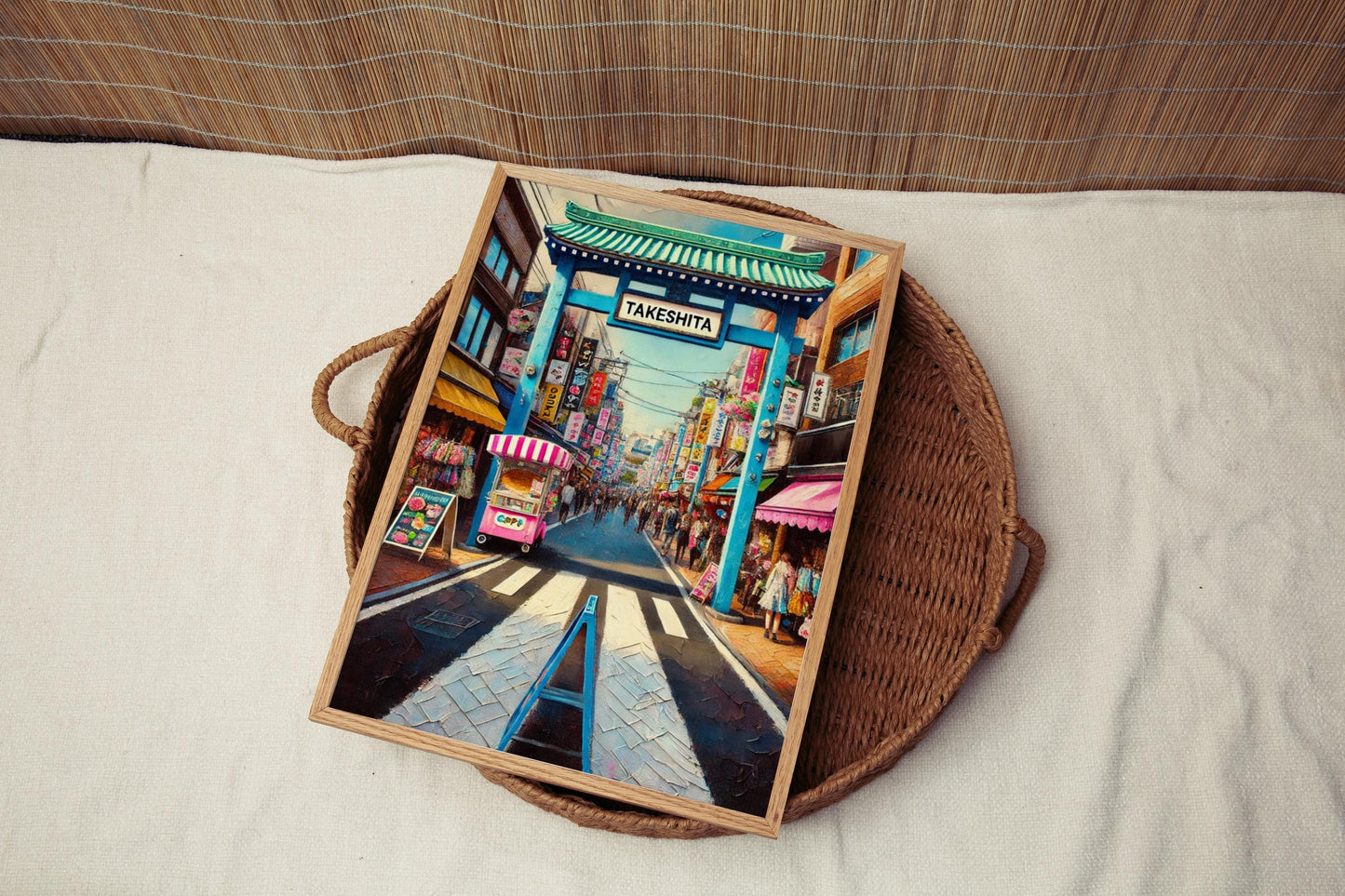 Takeshita Street Wall Art, Tokyo Print, Japan Art, Harajuku Scene, Travel Poster, City Gift, Japan Decor, Vibrant Street Sign Artwork