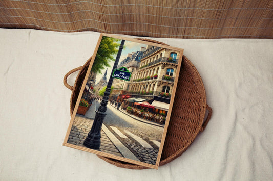 Paris Rue Saint-Denis Wall Art Print – Travel Poster, France Home Decor, Elegant Paris Gift & Housewarming Present
