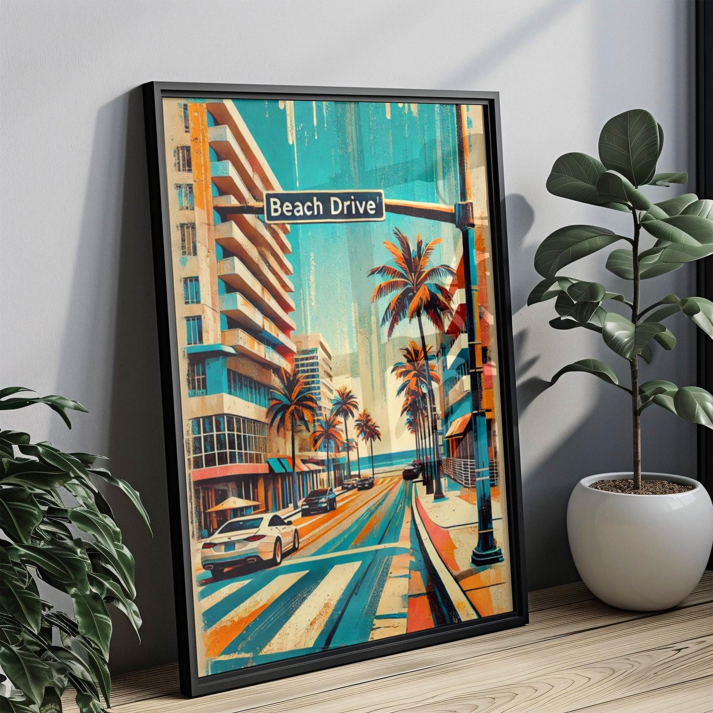 Beach Drive Berkeley Wall Art - California Print, College Decor, Travel & Housewarming Gift, Cali Beach Scene Home Decor