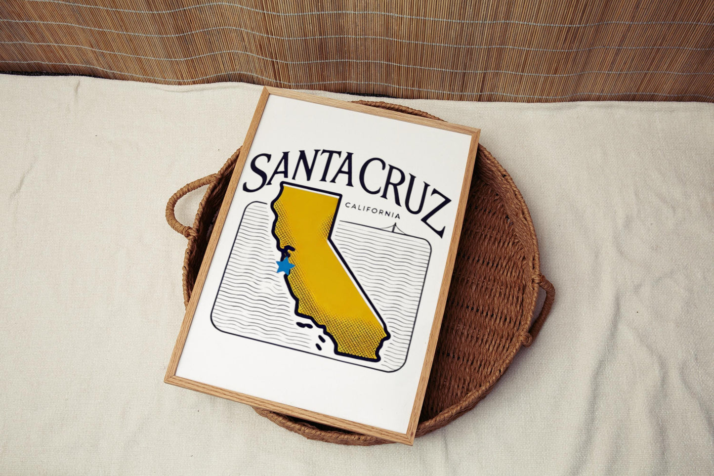 Santa Cruz Wall Art Print, California Travel Decor, CA Gift, Beach Housewarming, Coastal Home Wall Art, College Dorm Room Poster
