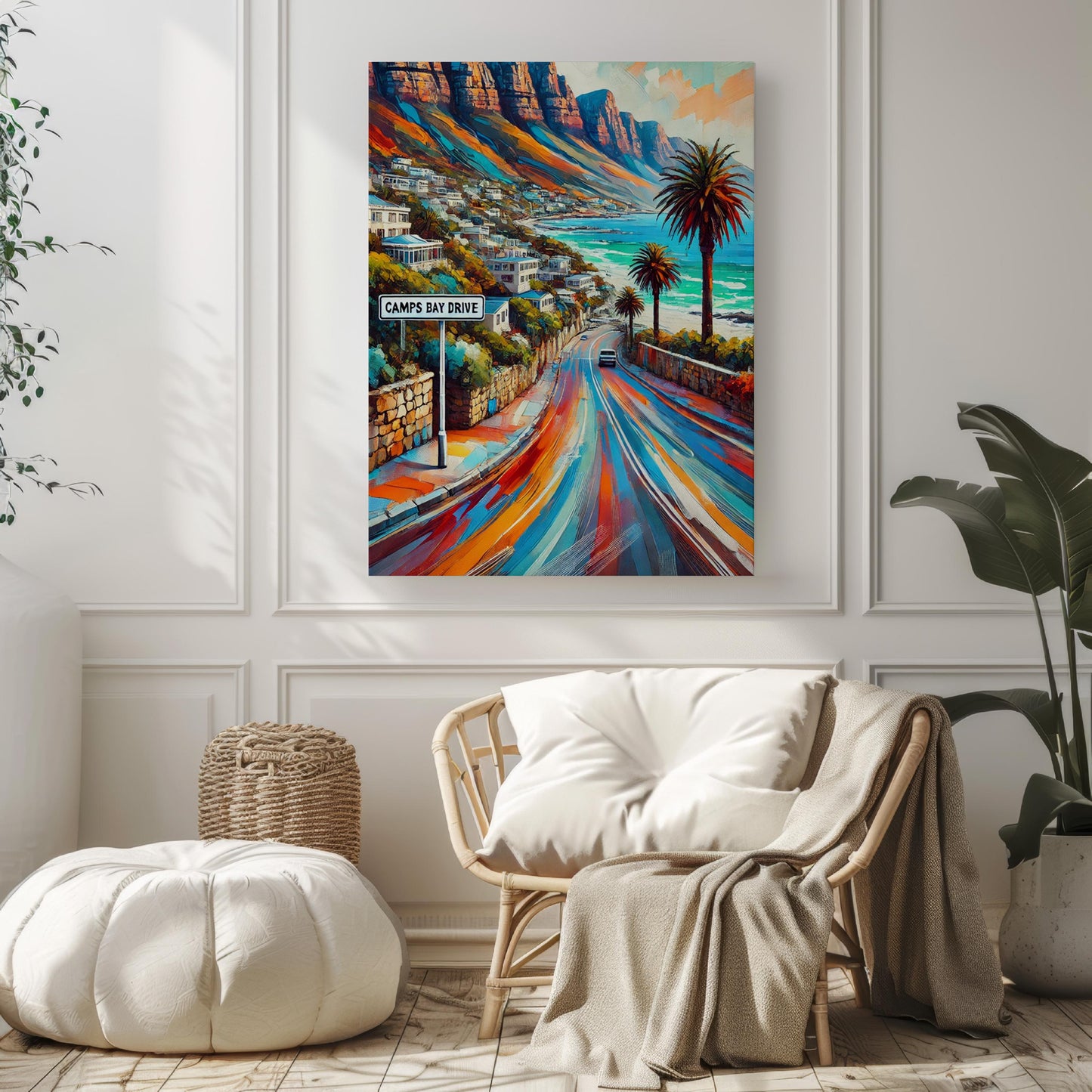 Camps Bay Drive Wall Art, Cape Town Travel Print, South Africa Gift, Coastal Home Decor, Travel Poster, Camps Bay Poster