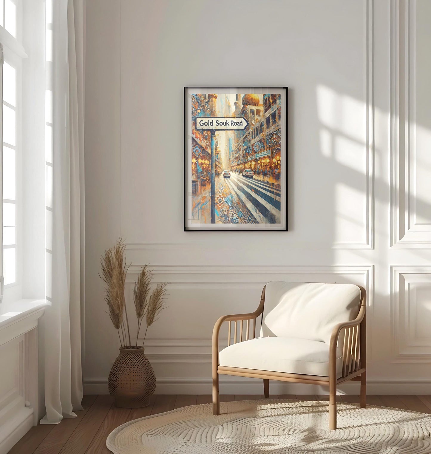 Gold Souk Road Wall Art - Dubai Travel Print, UAE Souvenir & Housewarming Gift, Gold Souk Rd Poster, Dubai Art Decor, UAE Gift Idea
