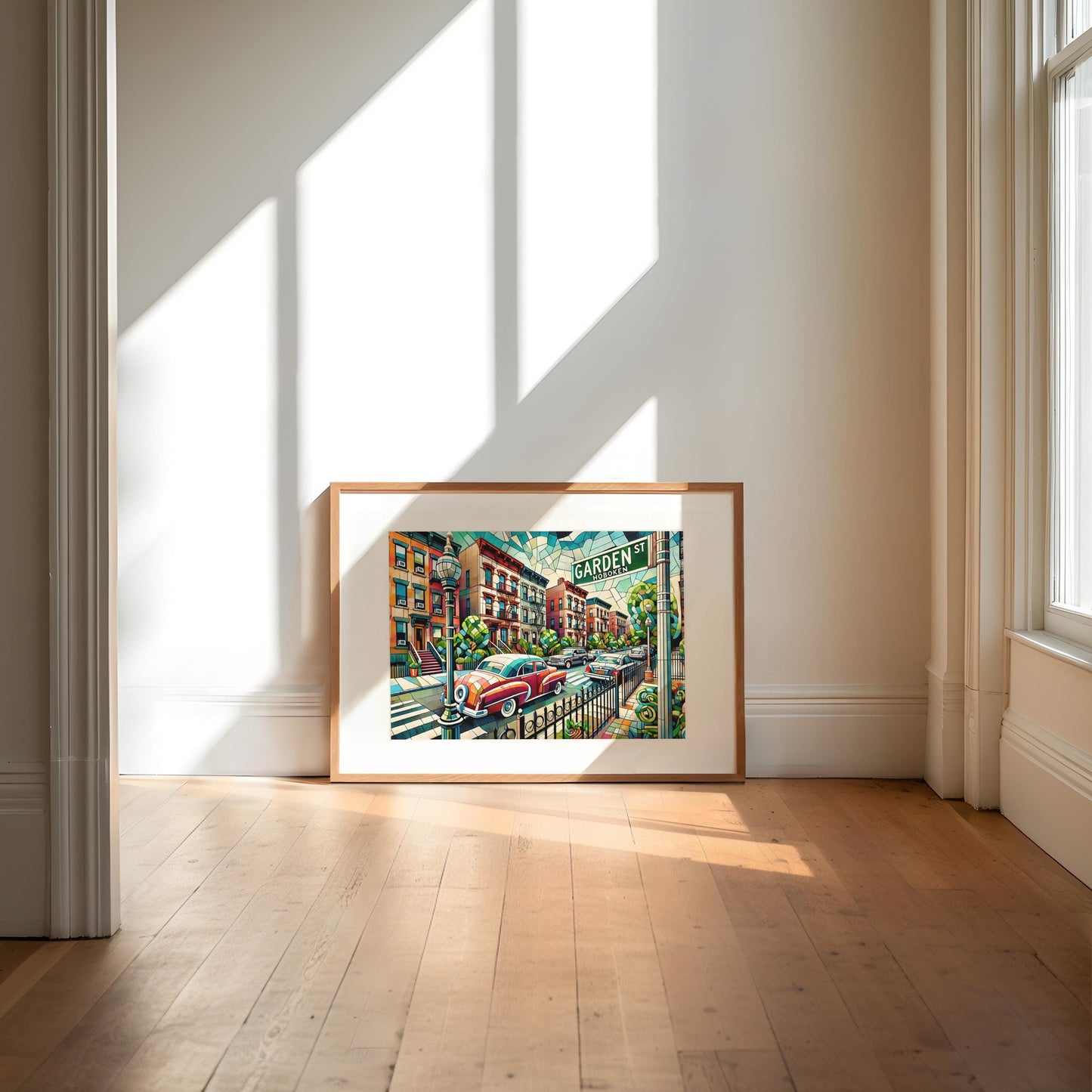 Garden Street Wall Art Hoboken Cubism Print Jersey City Travel Poster Hudson County Gift Housewarming Decor