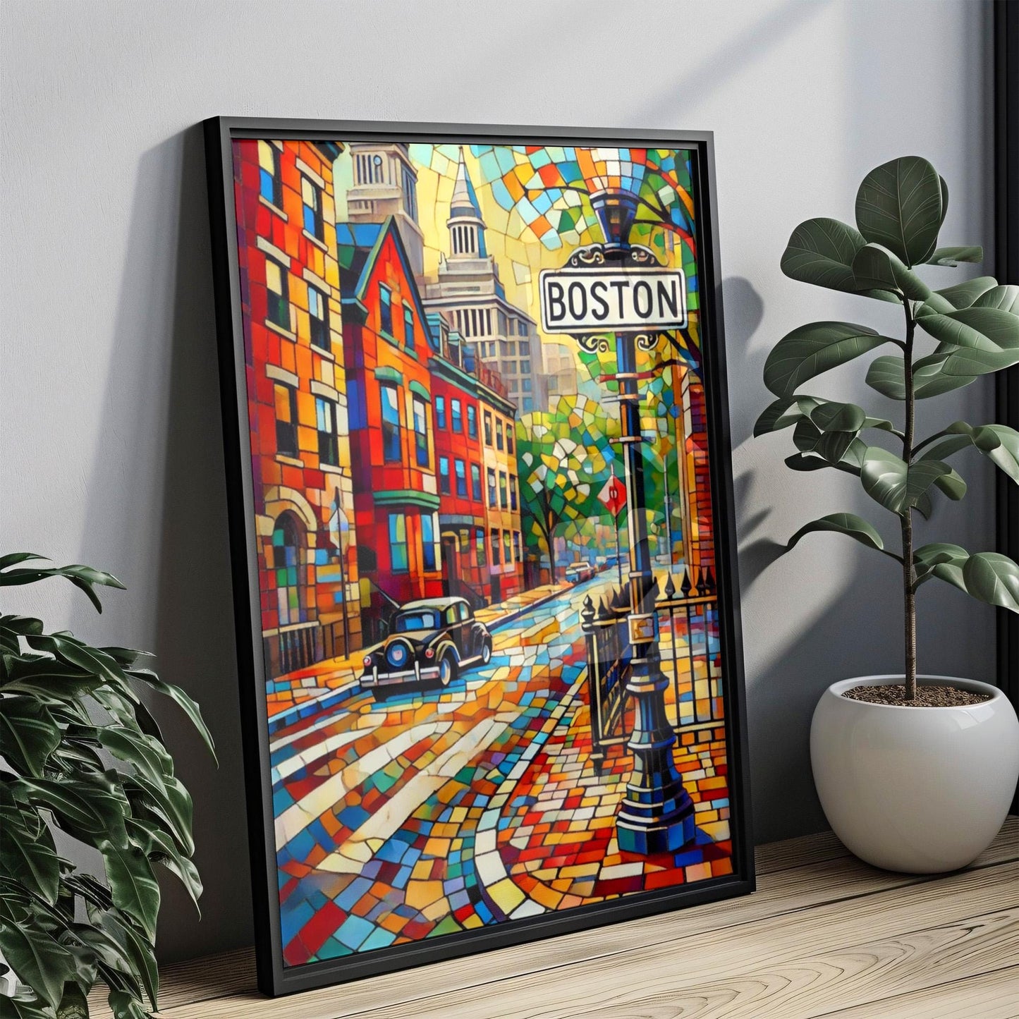 Wall Art Boston Print Massachusetts Travel Poster USA Gift Housewarming Decoration Souvenir USA Artwork