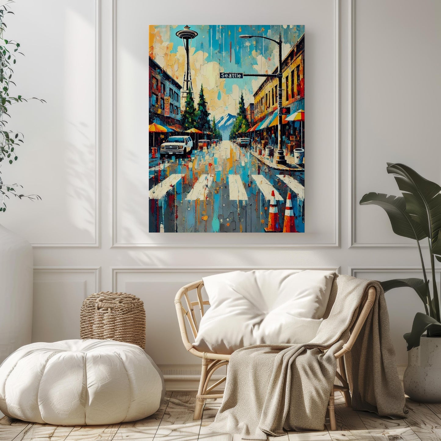 Wall Art Seattle Print – Washington Travel Poster, USA Souvenir & Housewarming Gift, Modern Cityscape Decor
