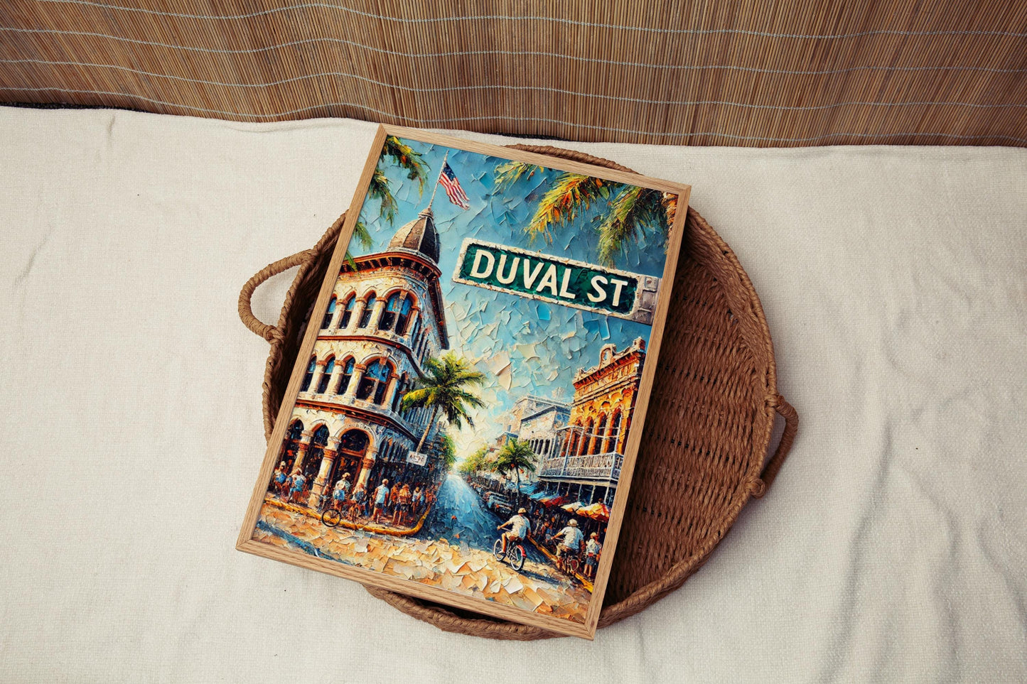 Florida Duval St Wall Art - Key West Travel Print, Florida Gift, Travel Poster, Housewarming Decor, Coastal Artwork