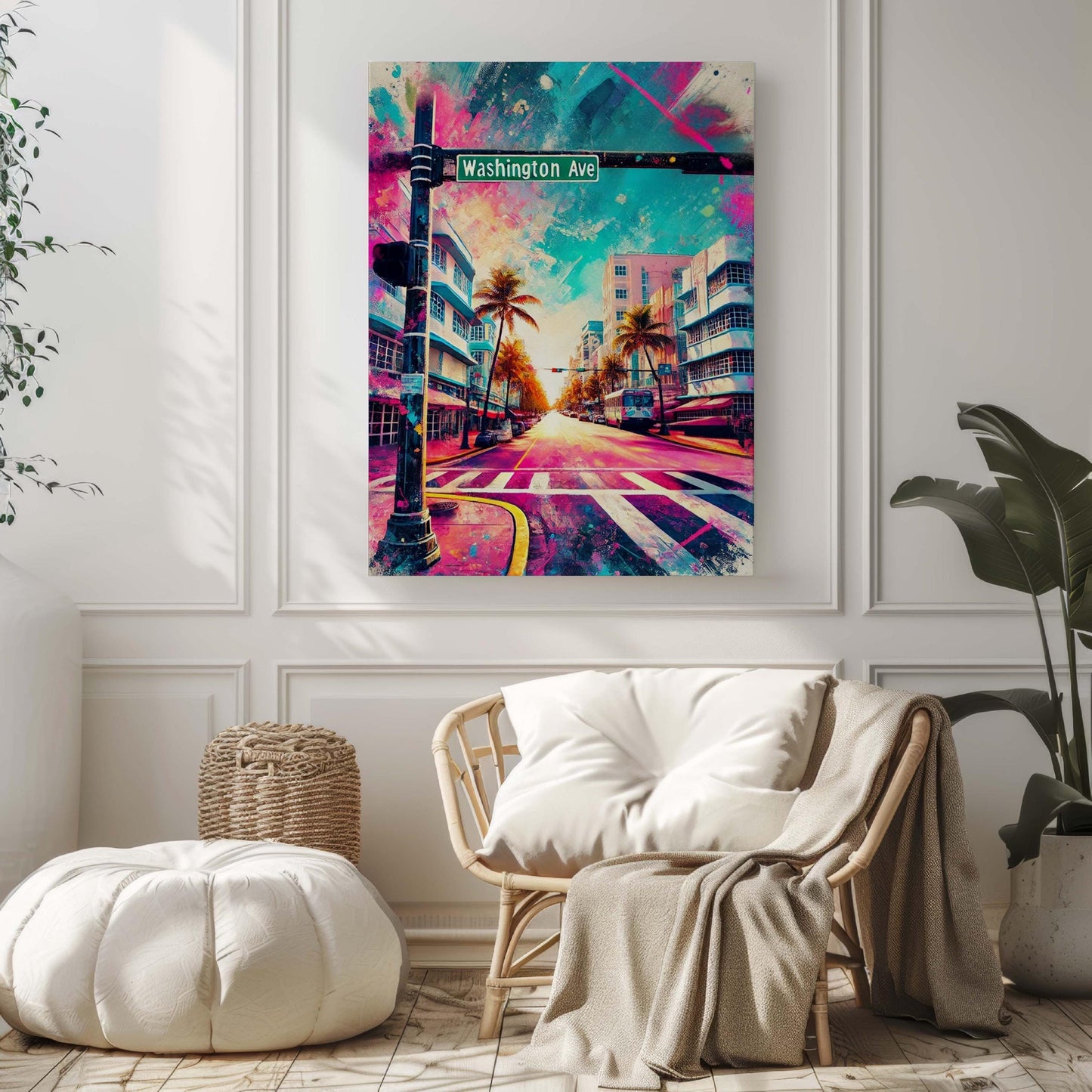 Washington Avenue Wall Art Miami Beach Print Florida Travel Poster Housewarming Gift Coastal Wall Decor