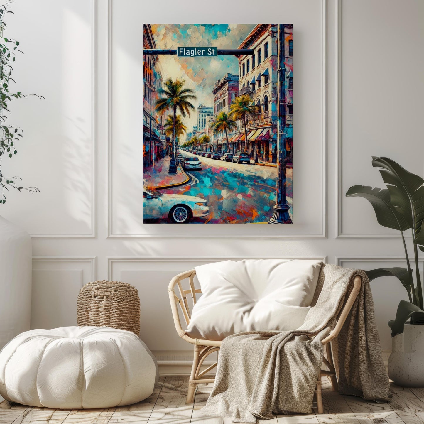 Miami Flagler St Wall Art Print - Stylish Miami Travel Poster, Florida Artwork, Perfect Florida Gift & Housewarming Decor