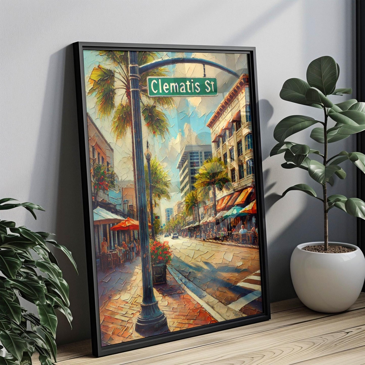 West Palm Clematis St Wall Art - Florida Travel Print, Housewarming Gift, Coastal Decor, West Palm Beach Poster, Florida Artwork