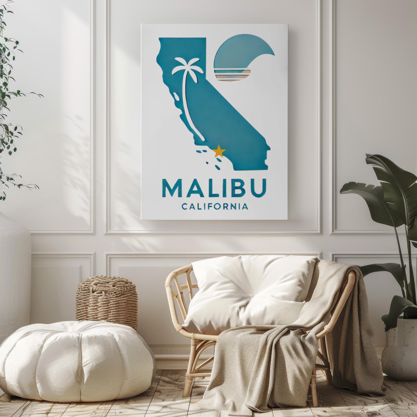 Malibu Wall Art Print - California Coastal Decor, Travel Poster, Housewarming & College Gift, Modern Beach Home Accent