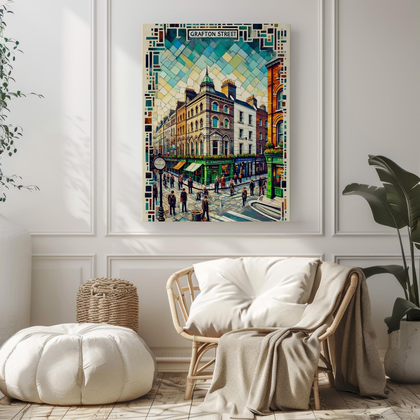 Dublin Grafton St Wall Art Print - Travel Poster, Ireland Souvenir & Housewarming Gift, Dublin City Map Art, Irish Home Decor