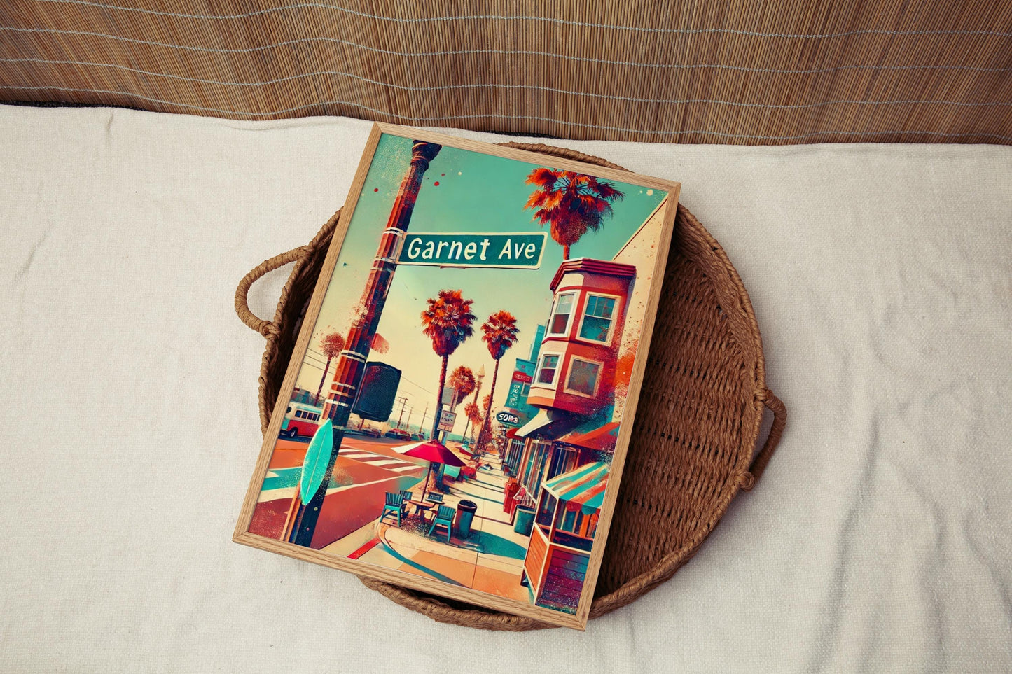 Wall Art Garnet Avenue Print Pacific Beach Travel Poster California Gift Housewarming Coastal Decor