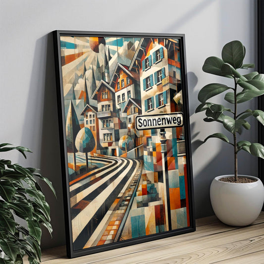 Zurich Sonnenweg Street Wall Art Print – Switzerland Travel Poster, Housewarming Gift, Zurich City Map Decor