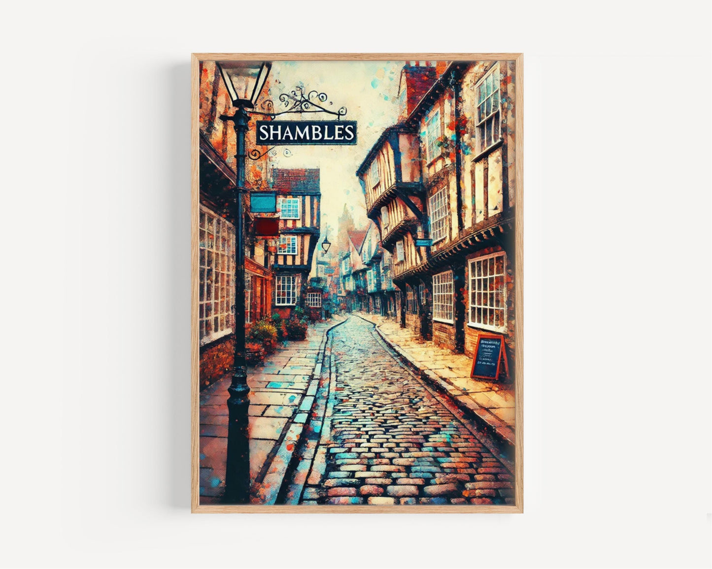 England Shambles Wall Art Print - York Travel Poster, England Gift & Housewarming Artwork, Historic UK Travel Decor