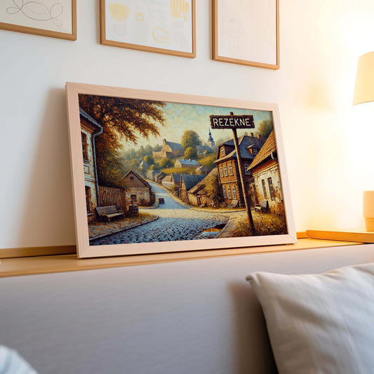 Rezekne Latvia Art Print: Baltic Folk Art Travel Souvenir