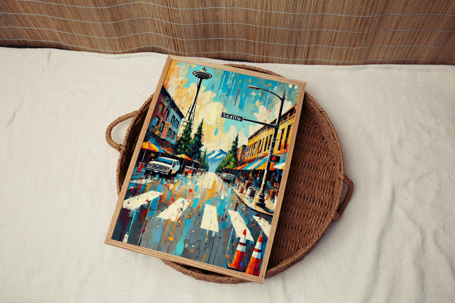 Wall Art Seattle Print – Washington Travel Poster, USA Souvenir & Housewarming Gift, Modern Cityscape Decor