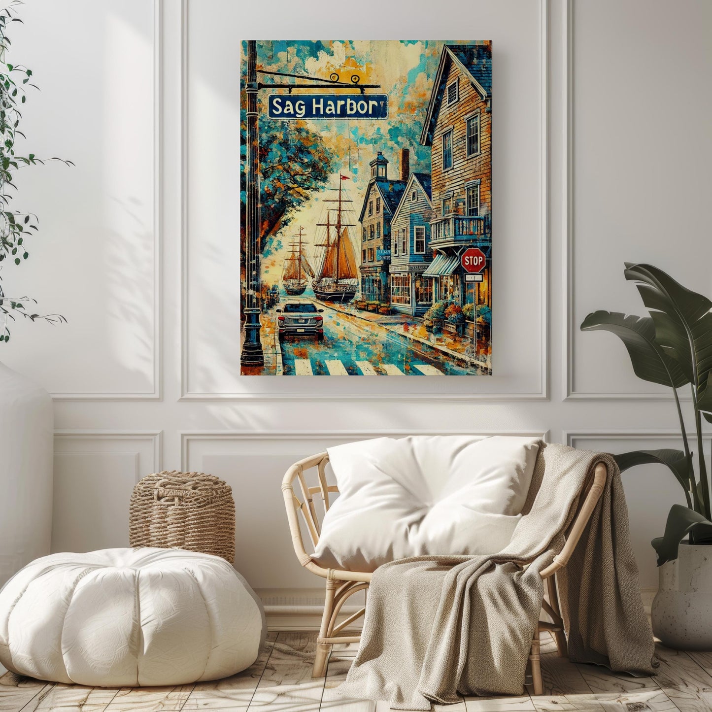New York Sag Harbor Wall Art Print, Travel Poster, American Art Decor, New York Gift, Housewarming Present, Coastal Home Decoration