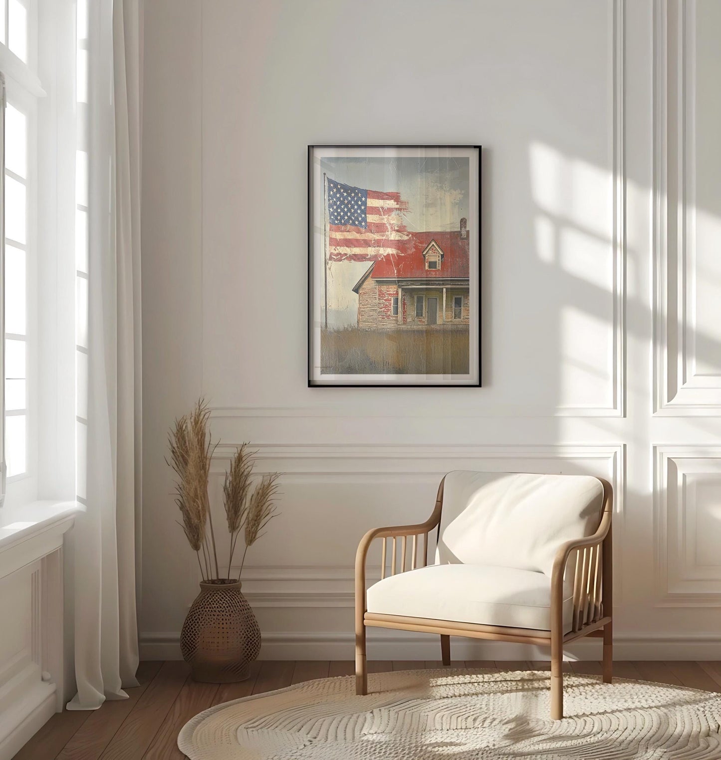 American Landscape Abstract USA Wall Art | Patriotic United States Poster for Home Decor | Independence Day Artwork