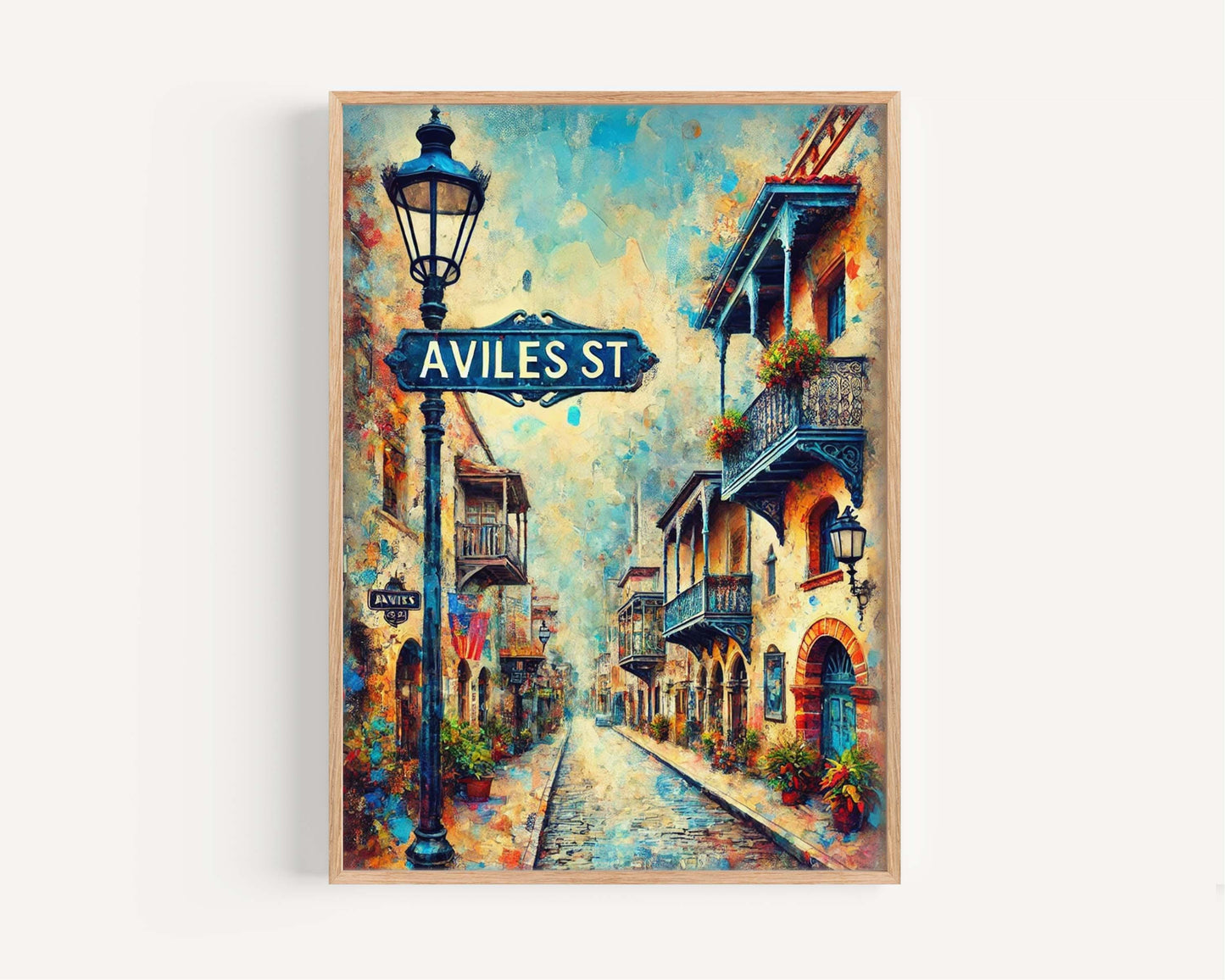 Aviles St Print - St Augustine Travel Poster, Florida Art Wall Decor, Aviles Street Art, Housewarming & Florida Gift, Coastal Home Print