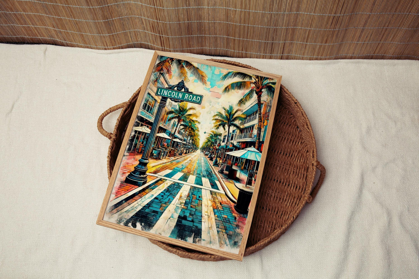 Miami Beach Lincoln Rd Wall Art - Vintage Travel Print, Miami Beach Poster, Florida Art, Housewarming & Miami Gift