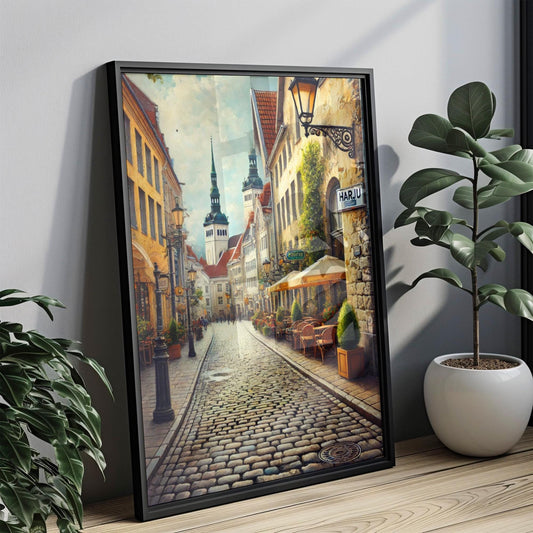 Harju Street Art Print: Tallinn Estonia Travel Poster