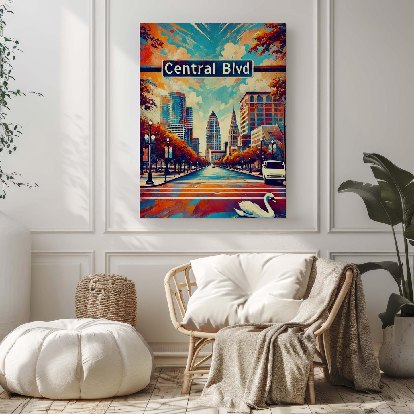 Central Boulevard Wall Art - Orlando Travel Print & Florida Map Poster, Modern Home Decor, Housewarming Gift, Florida Art, City Wall Decor
