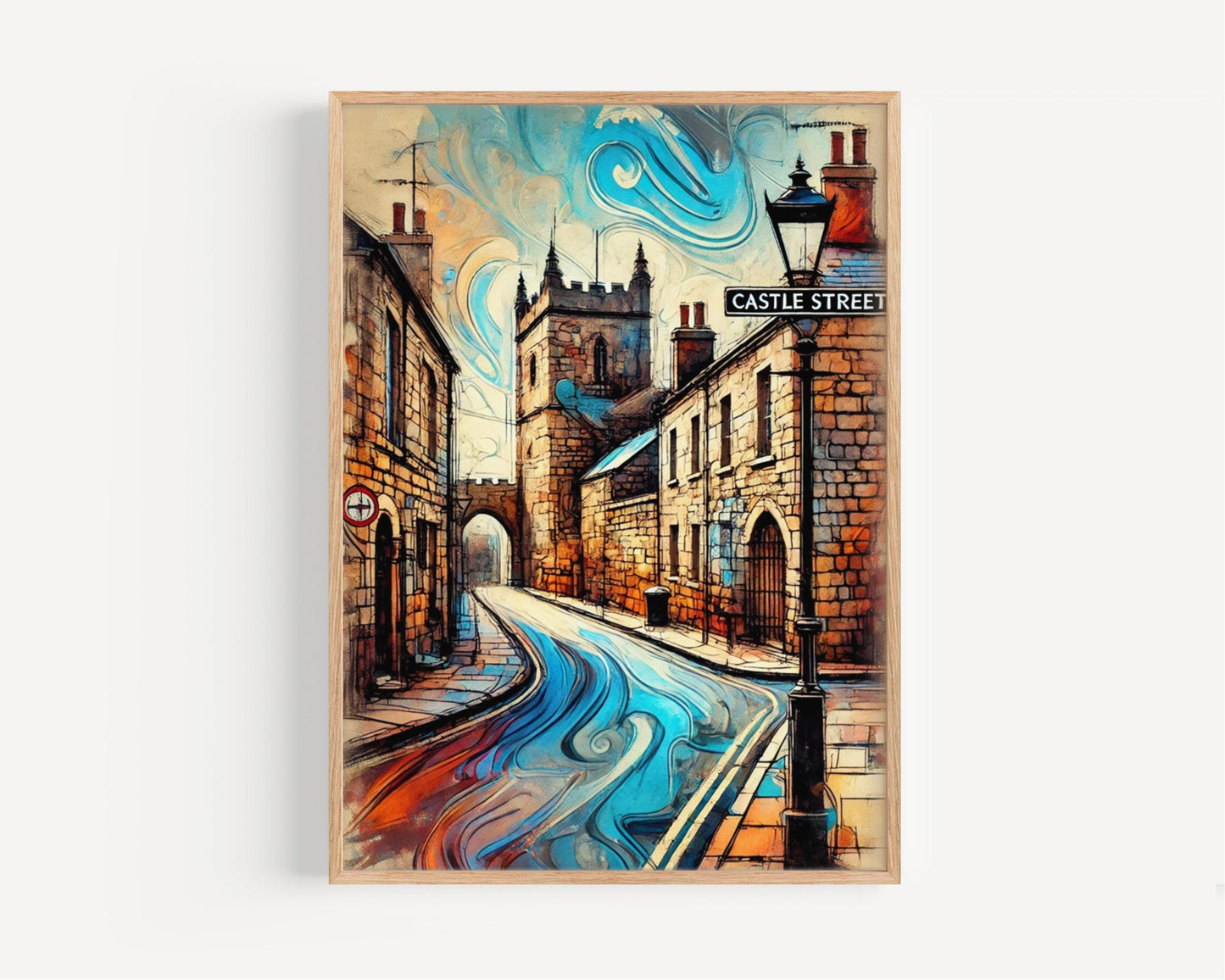 Wall Art Castle St Print Canterbury England Travel Poster, Castle Street Artwork, Housewarming Gift, UK Gift, Cityscape Wall Decor