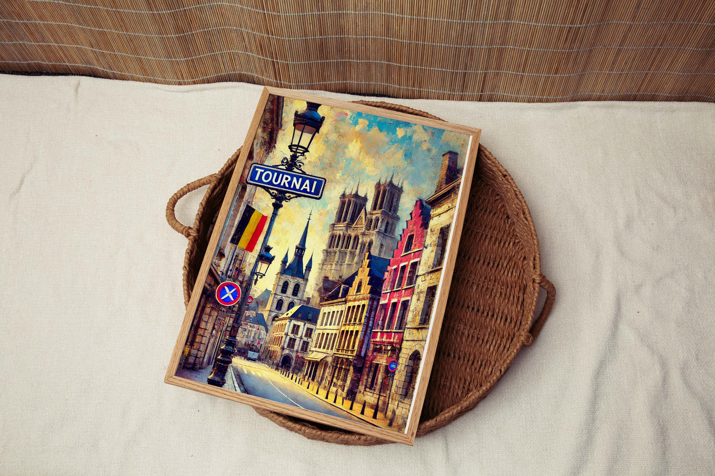 Tournai Art Print - Belgium City Wall Decor, Travel Poster, European Gift & Housewarming Present, Tournai Wall Art Illustration