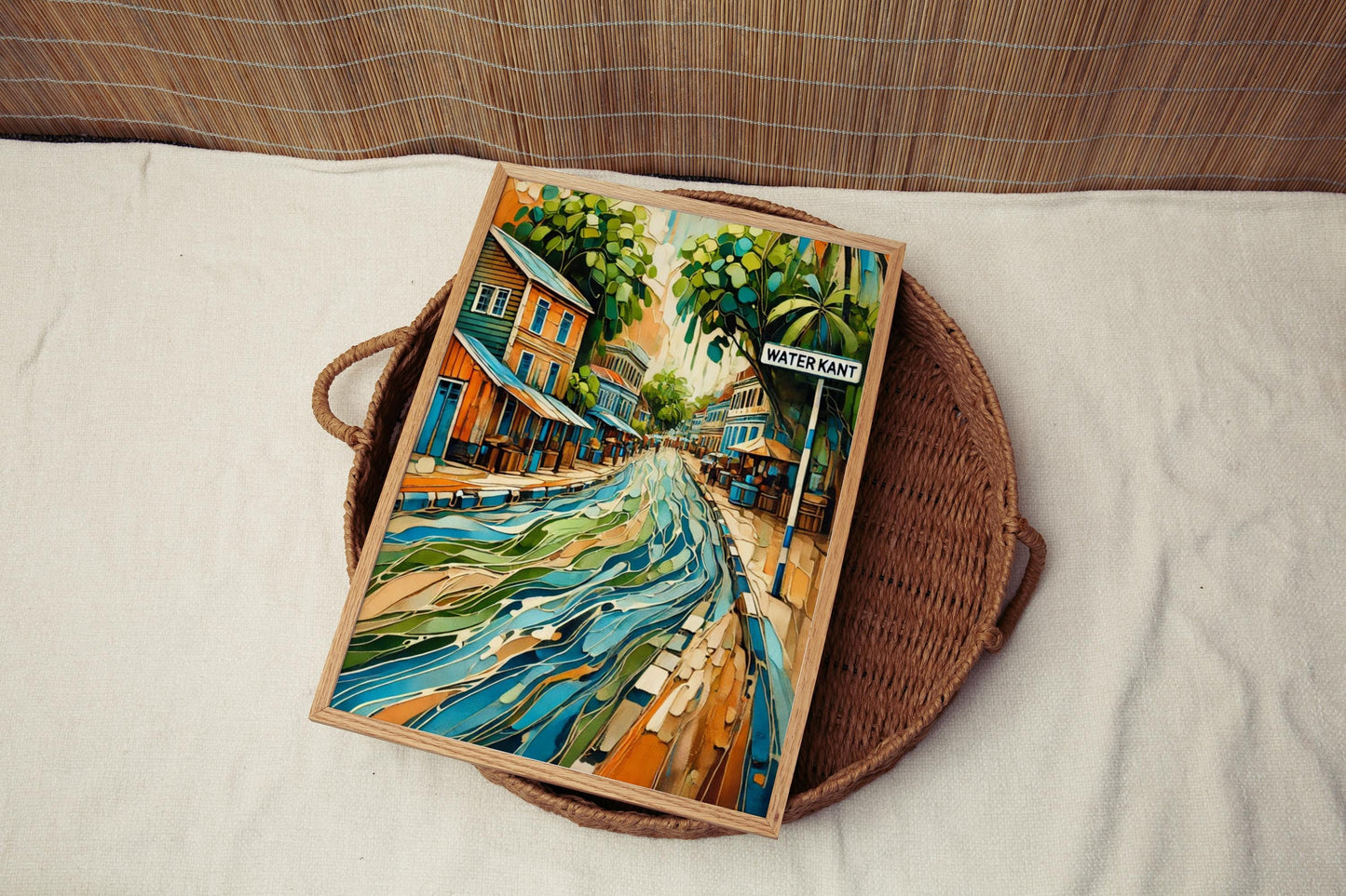 Waterkant Wall Art Print, Paramaribo Riverside Scene, Suriname Cityscape, Travel Souvenir, Vibrant Waterfront Poster, Personalized Gift