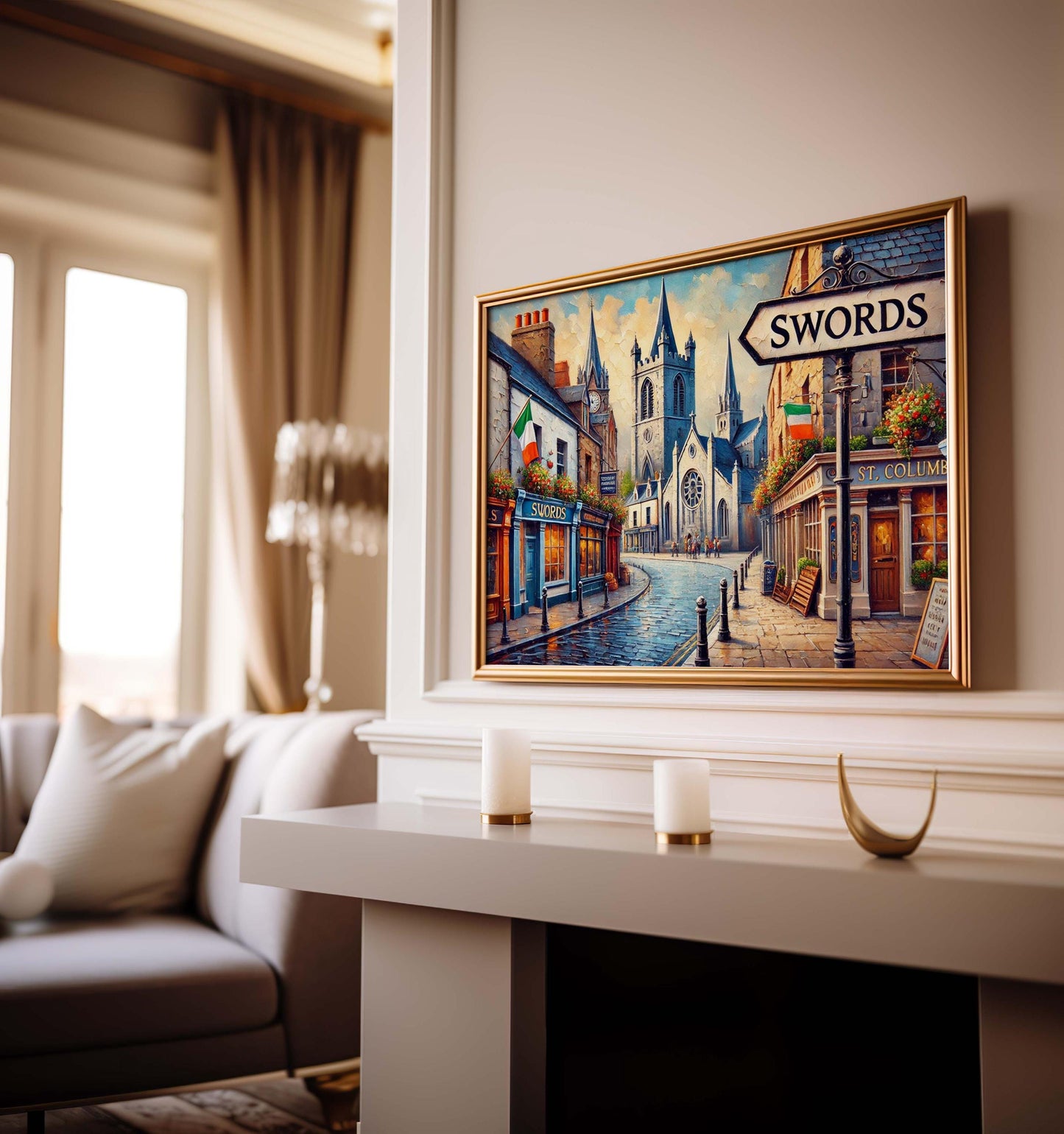Swords Art Wall Print - Ireland Travel Poster, European City Gift, Housewarming Decor, Unique Swords Wall Art for Home