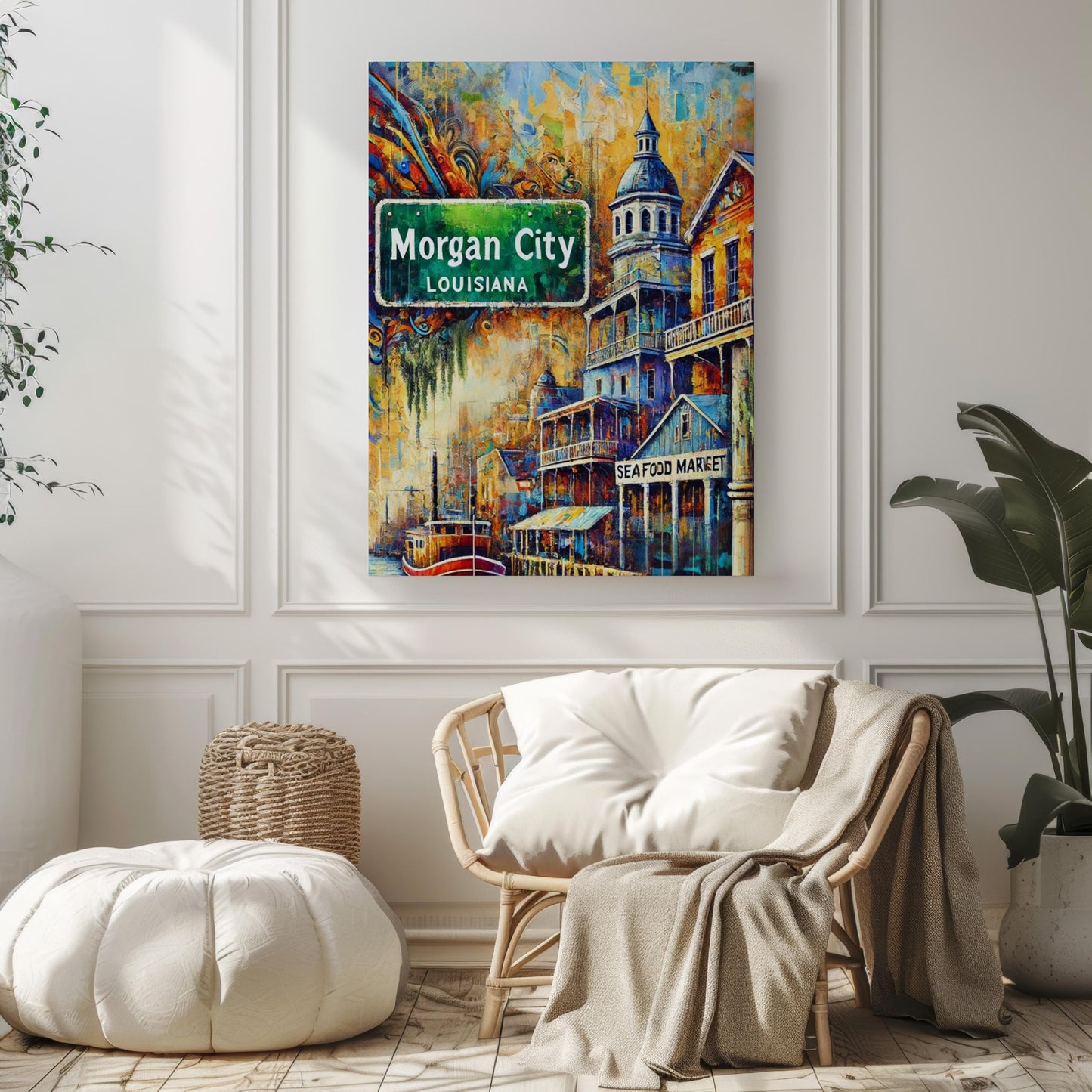 Louisiana Morgan City Wall Art Print - Travel Poster, Louisiana Gift, American Art Decor, Housewarming & Home Decoration