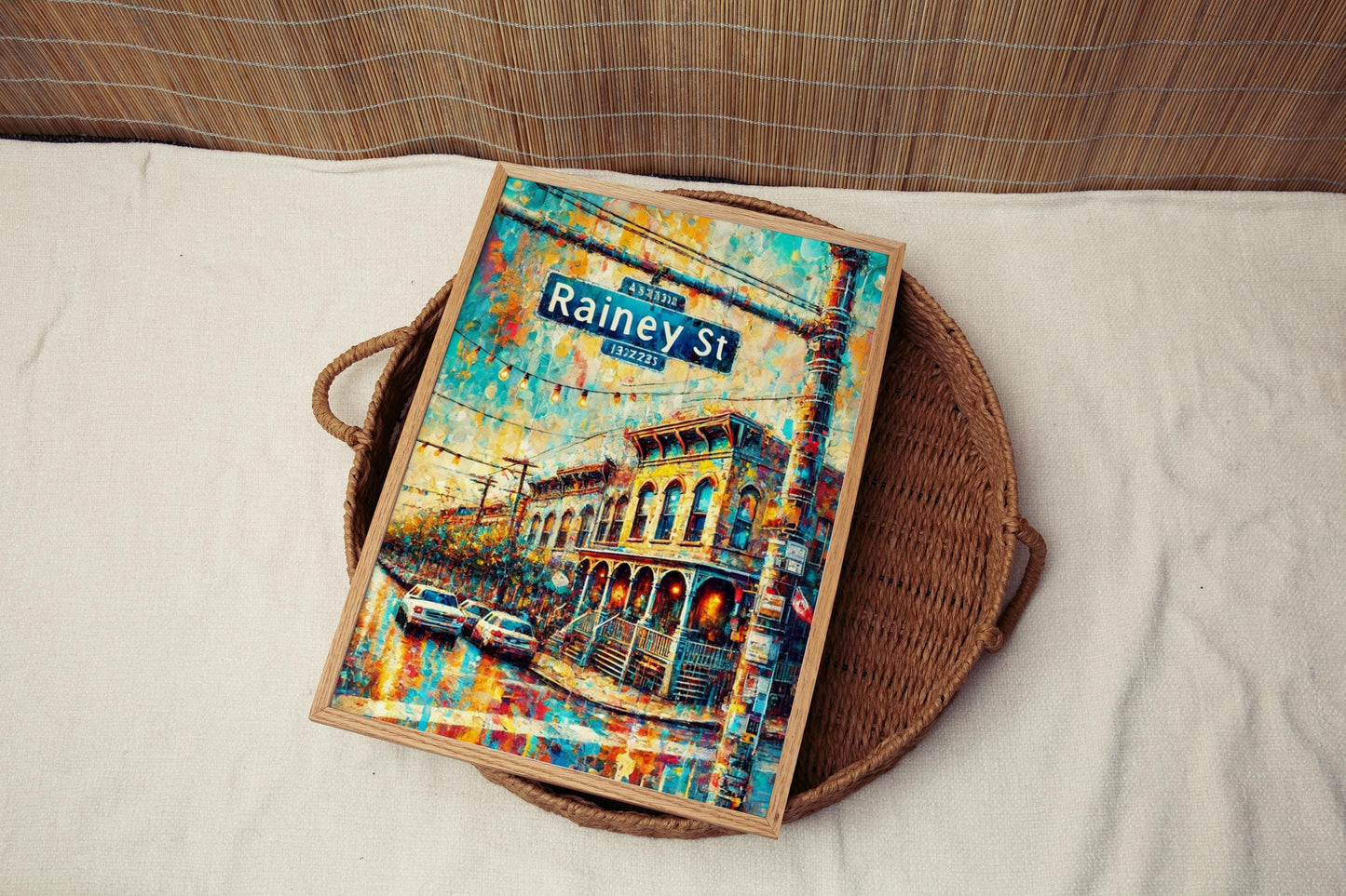 Austin Rainey St Wall Art Print – Travel Poster, Texas Gift, Austin Home Decor, Rainey Street Illustration, Housewarming Present