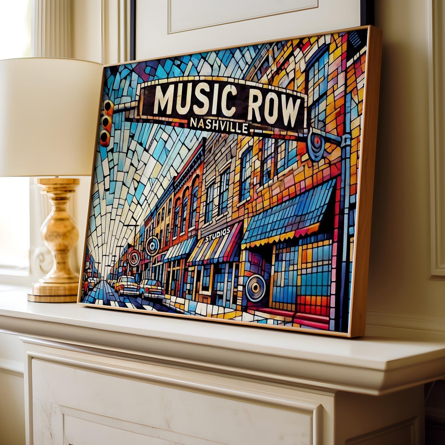 Music Row Wall Art, Nashville Cubism Print, Tennessee Cubism Art, Street Gift, Travel Print, Travel Poster, Housewarming Gift